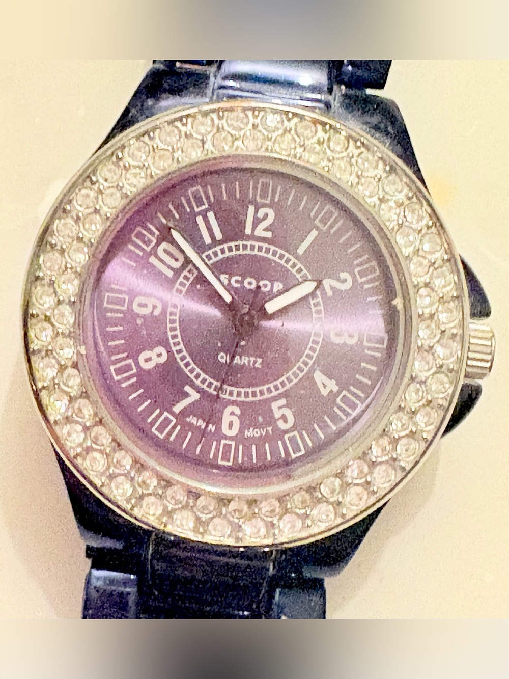 Women's Purple Crystal Bezel Quartz Watch - SCOOP